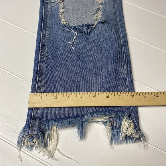 Free People We the Free Straight Leg Cropped Distressed Jeans Button Fly Size 28 - Picture 14 of 16